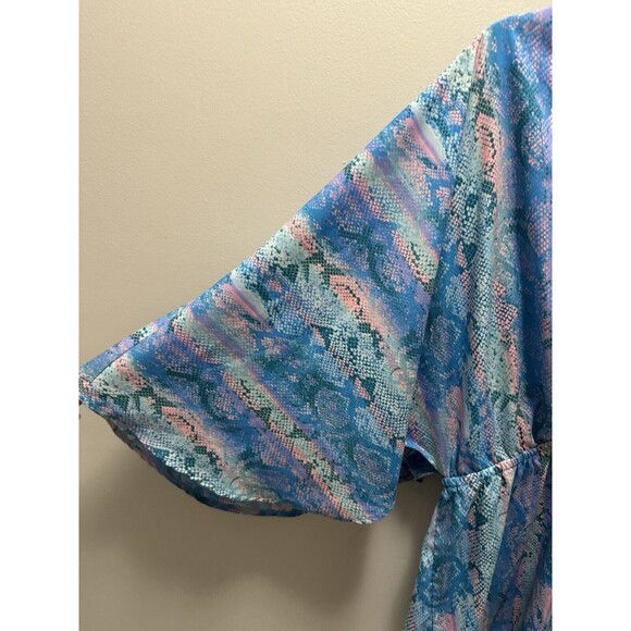 ASOS Design Shorts Romper Flutter Sleeve Pink Blue Size 10 - Picture 4 of 7